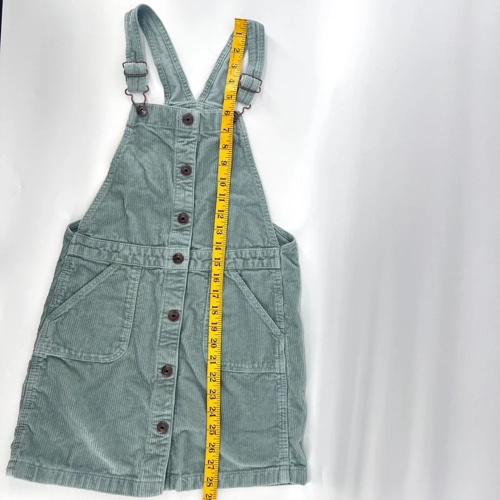OshKosh B'gosh Girls Sz 12 Sage Green Corduroy Jumper Dress Button Front Vestbak